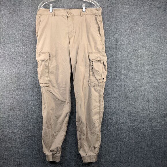 Divided H&M Men's Cargo Pants Tan Size 34 Flat Front Multi-Pocket Tapered Leg - Picture 2 of 12